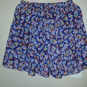 Banana Republic Floral A-Line Skirt - Blue and Orange